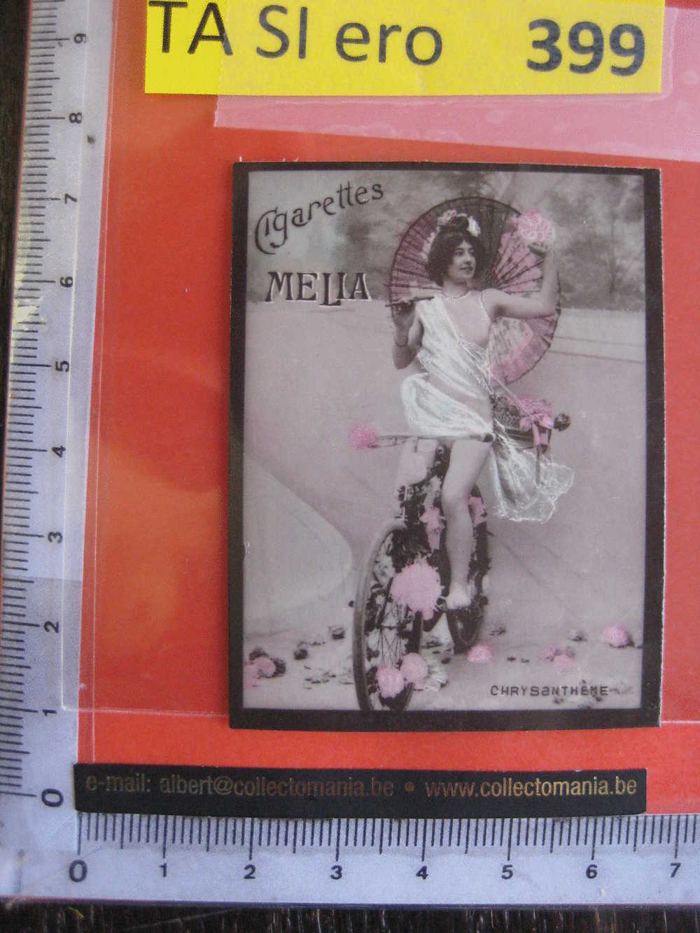 Chrysanthème  On Bicycle With Umbrella - MELIA -  Erotic EROTIQUE Carte REAL PHOTO  Tobacco Card  ALGER Risqué Nue Naked - Other Brands