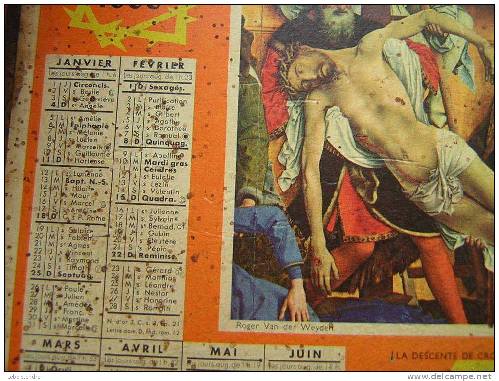 CALENDRIER 1959-LA DESCENTE DE LA CROIX-PUY DE DOME-NOMENCLATURE DES COMMUNES-SERVICE POSTAL -FOIRES ET M - Big : 1941-60