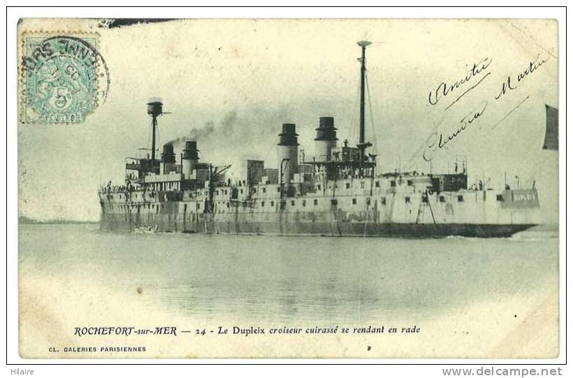 Cpa 17 ROCHEFORT SUR MER  Le Dupleix Croiseur Cuirassé Se Rendant En Rade DOS NON DIVISE - Guerre