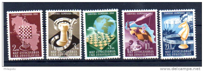 1950 Championnat Du Monde D’échecs à Dubrovnik, 549 / 553 *, Cote 62,50 €, - Unused Stamps