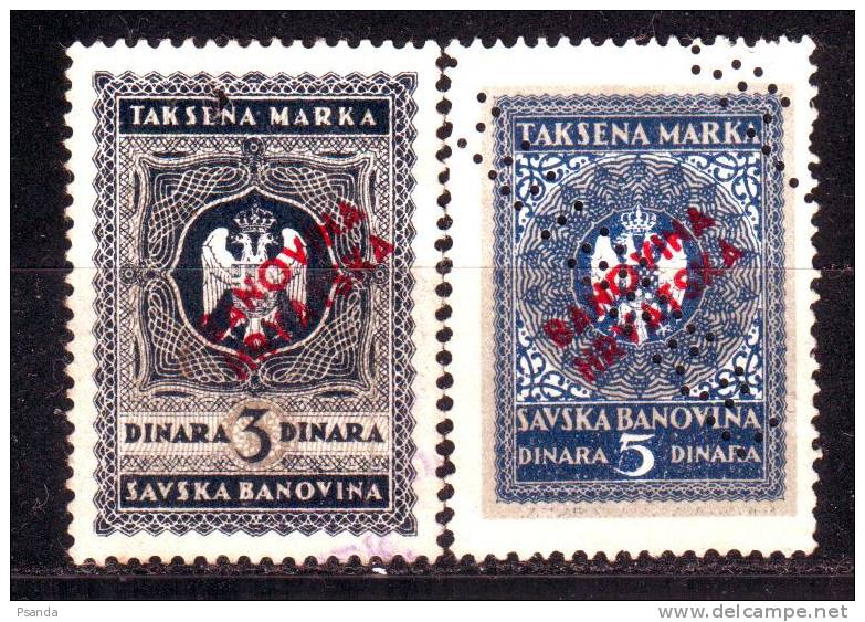 1937 Yugoslavia S.H.S  Revenue Stamps Banovina Hrvatska-Savska Ban. - Oblitérés