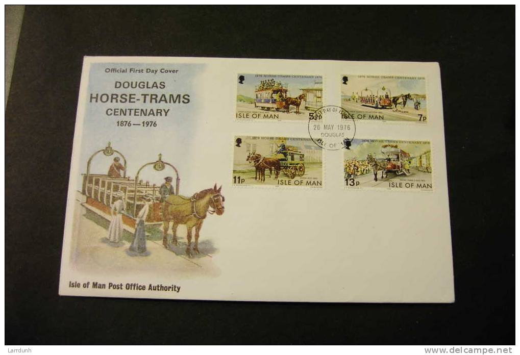 IOM Isle Of Man 82-85 Trams Horse Trams Official FDC 1976 A04s - Man (Ile De)