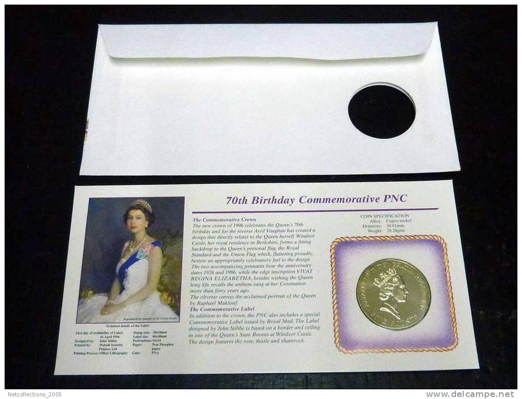 MONNAIES + TIMBRES = ROYAL MAIL & ROYAL MINT - HER MAJESTY QUEEN ELIZABETH II 70th BIRTHDAY COMMEMORATIVE CROWN - Maundy Sets & Commémoratives