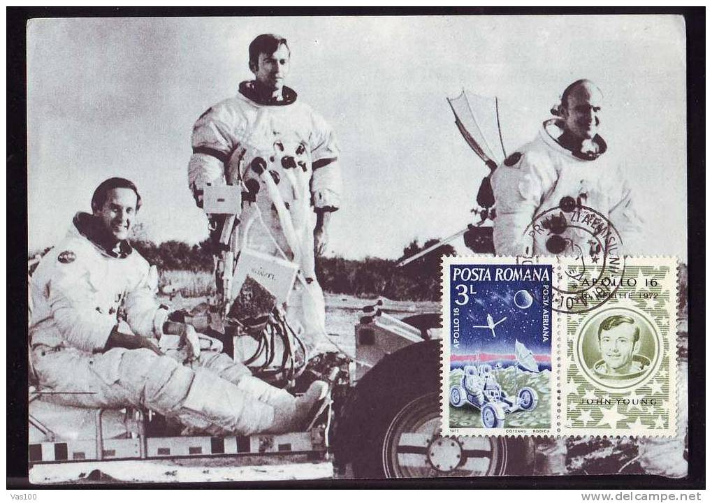 Romania 1972 SPACE;APOLLO-16,MAXICARD CANCELL VERY RARE FDC !.(B) - Europe