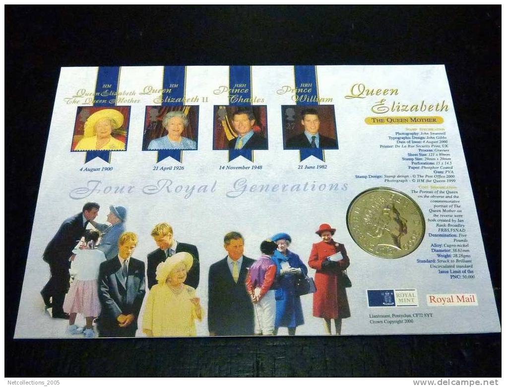 MONNAIES + TIMBRES = ROYAL MAIL & ROYAL MINT - THE 100th YEAR OF H M QUEEN ELIZABETH THE QUEEN MOTHER - Maundy Sets & Commémoratives