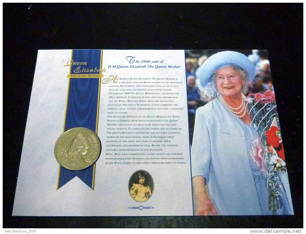 MONNAIES + TIMBRES = ROYAL MAIL & ROYAL MINT - THE 100th YEAR OF H M QUEEN ELIZABETH THE QUEEN MOTHER - Maundy Sets & Commémoratives