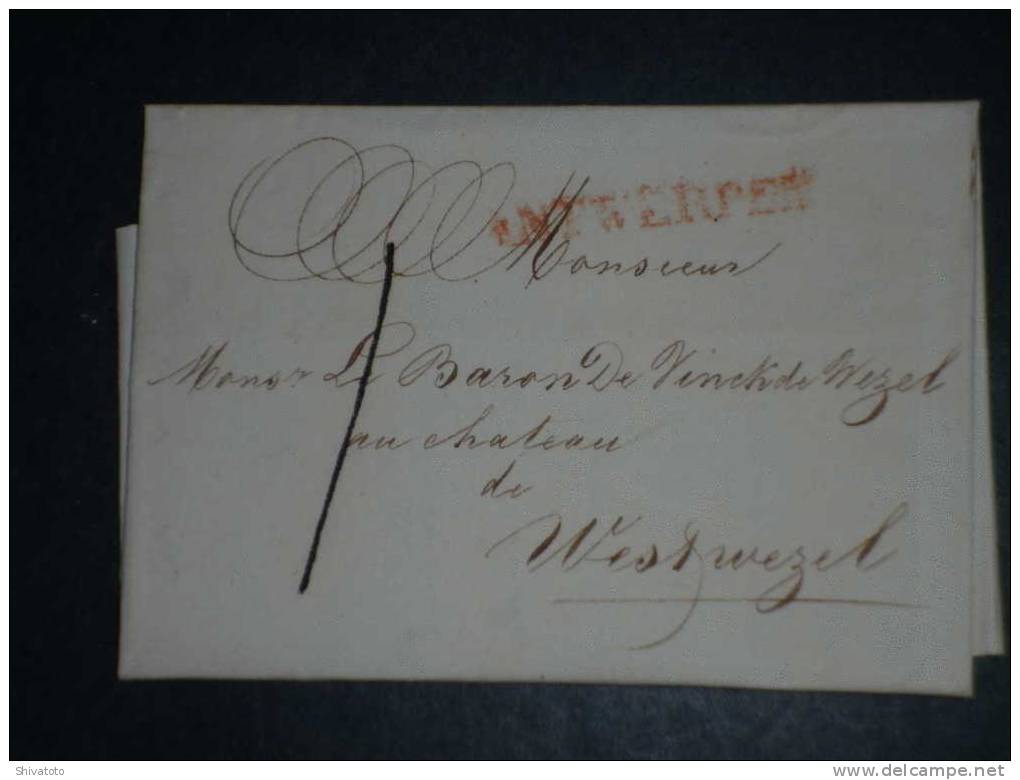 (1523) Stampless Cover From Antwerpen To Westwezel1826 - 1815-1830 (Dutch Period)