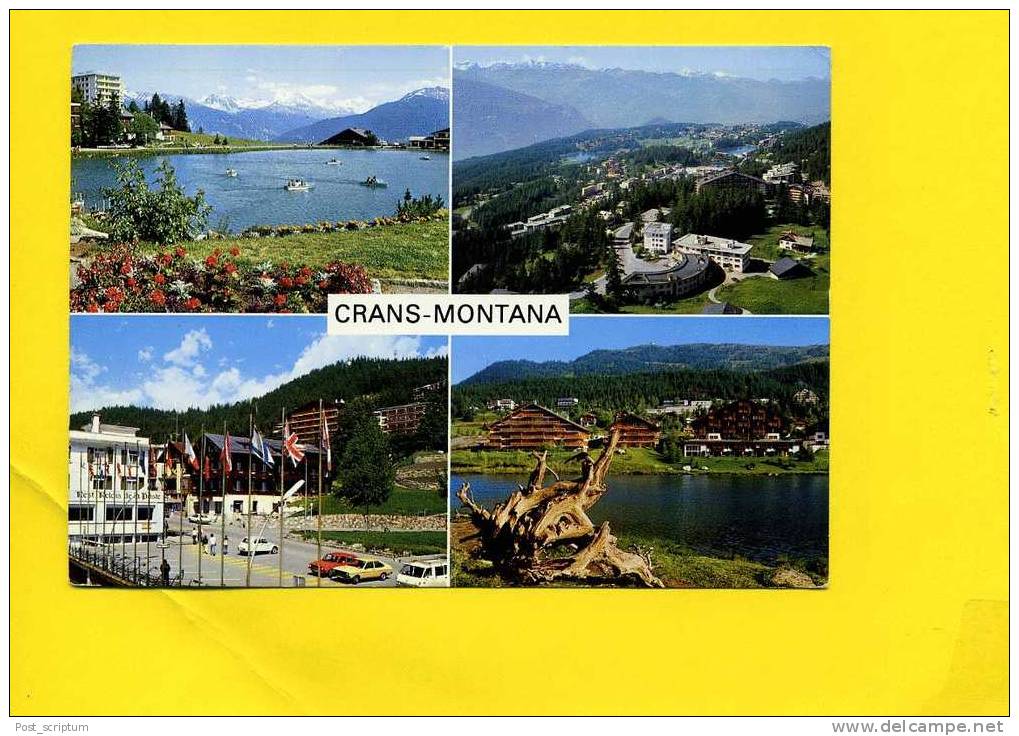 Suisse - Crans-Montana - 2 Cartes:  Vue Sur La Plaine Du Rhône - Multivue - Crans-Montana