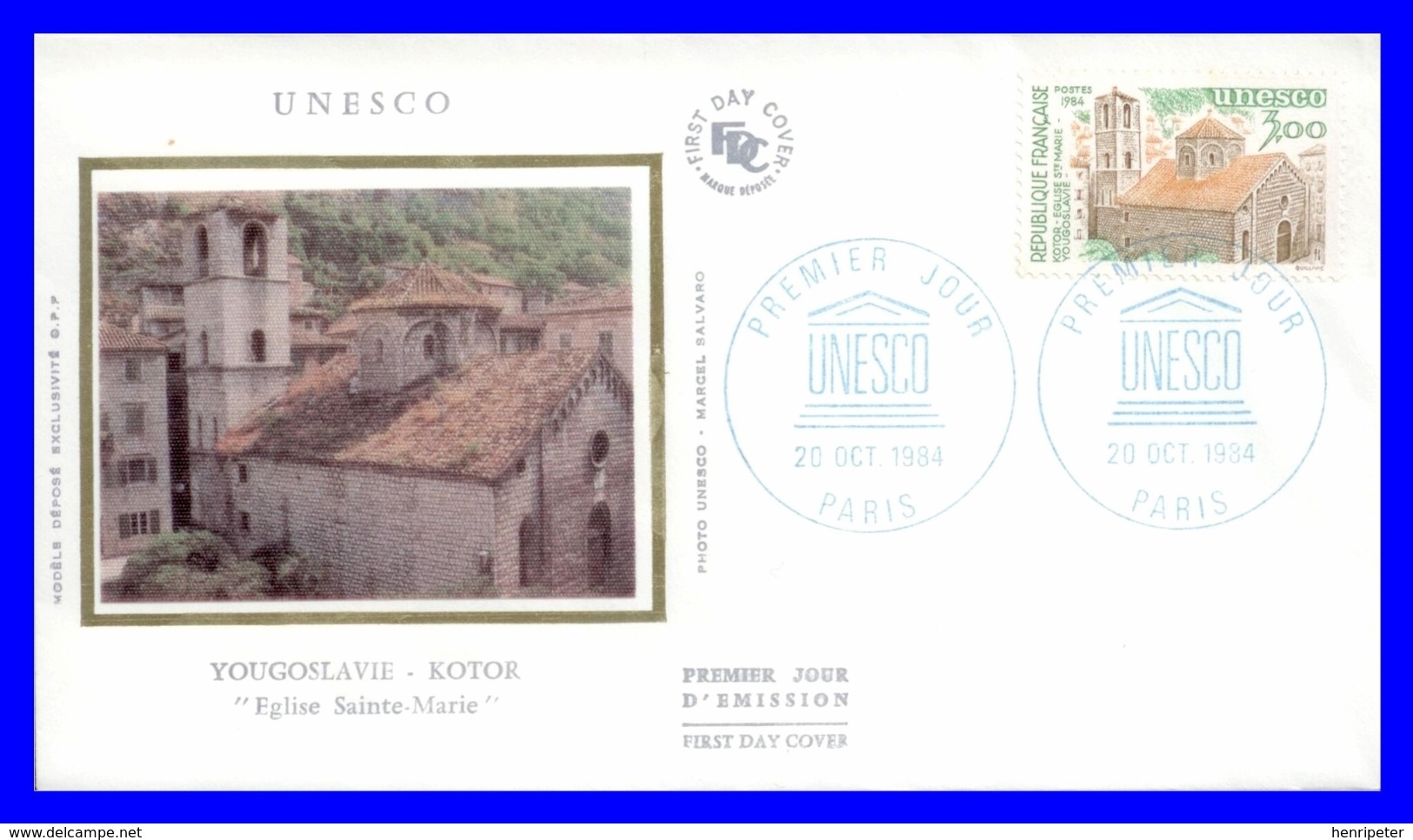 81 (Yvert) Sur FDC Illustrée Sur Soie - U.N.E.S.C.O. - Église Sainte Marie Kotor (Yougoslavie) - France 1984 - 1980-1989