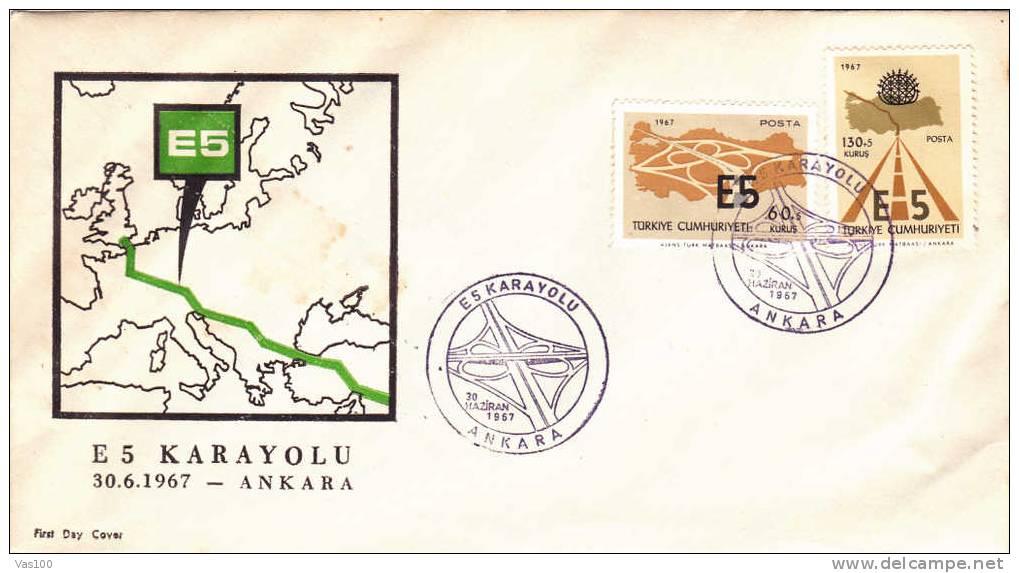 Turquie,Turkiye 1967  E5 Karayolu Ankara Cover FDC. - FDC