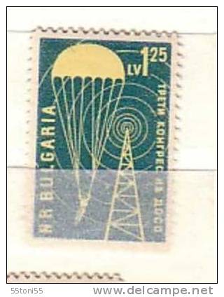 Bulgaria / Bulgarie 1959 Congress Of Participants In Defence (DOSO Radio, Parachute ) 1v.-MNH - Paracadutismo