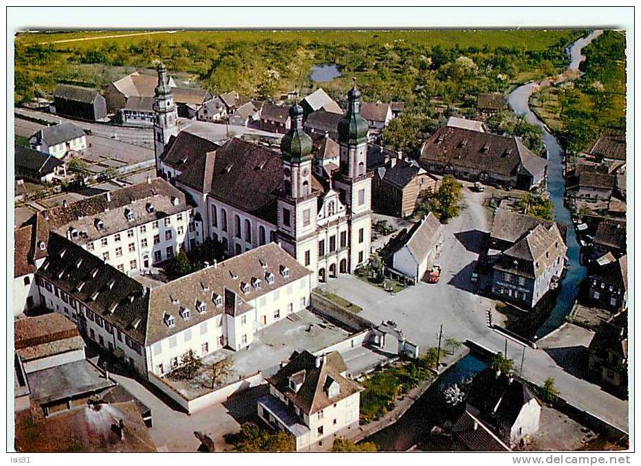 Dép 67 - Ebersmunster - Vue Aérienne - Eglise Abbatiale Et Couvent - Bon état - Semi Moderne Grand Format - Ebersmunster