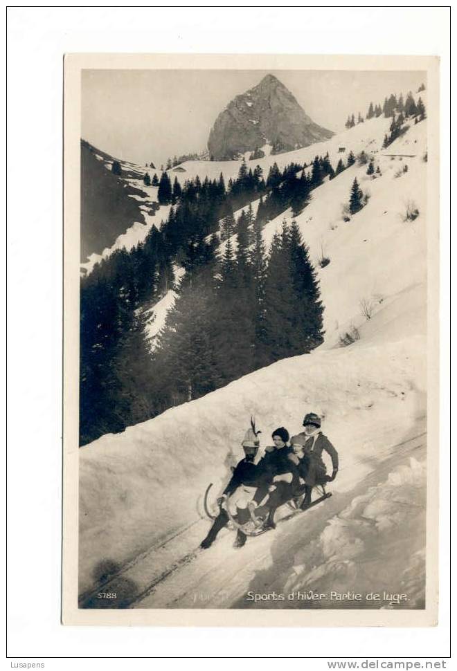 OLD FOREIGN 5269 - SUISSE SWISS SWITZERLAND - SKI-SPORT - SPORTS D'HIVER. PARTIE DE LUGE - Port