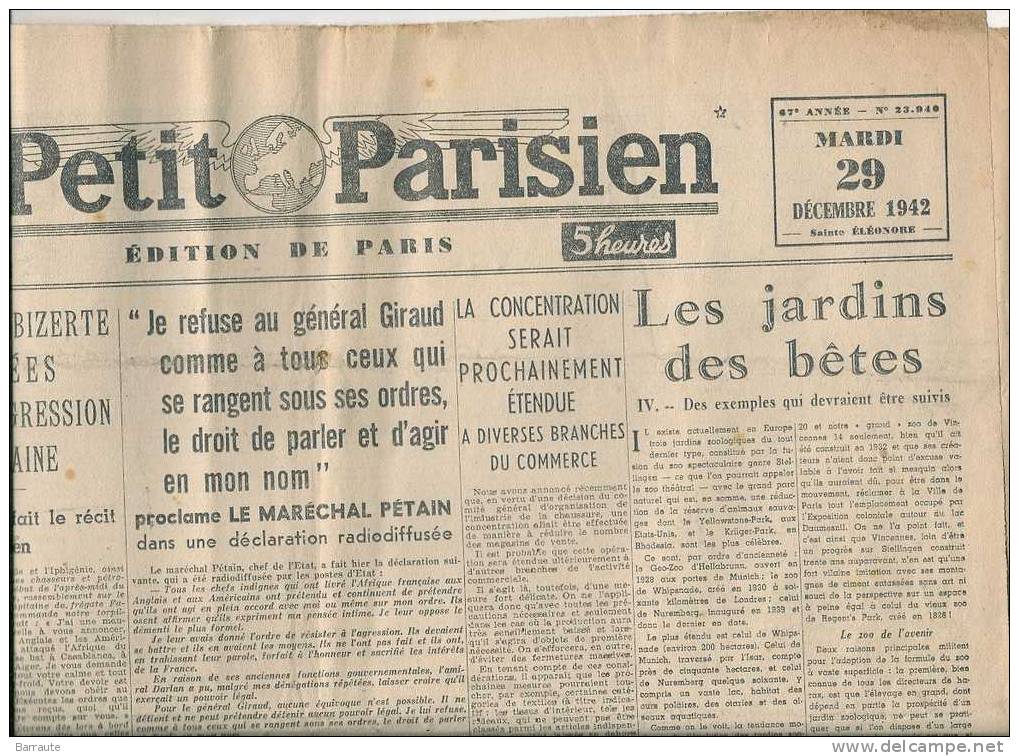 Le Petit Parisien Du 28/12/1942 " Les Allemands Rejettent Les BOLCHEVICKS Vers Le NORD" - Le Petit Parisien