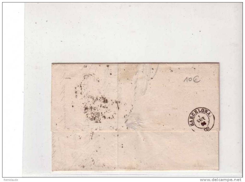 ESPAGNE - 1866 - LETTRE De ZARAGOZA Pour BARCELONA - ISABELLE II - Cartas & Documentos