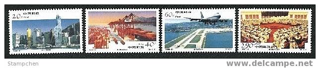 China 1996-31 Hong Kong Construction Stamps Plane Stock Bank Truck - Sonstige (Luft)