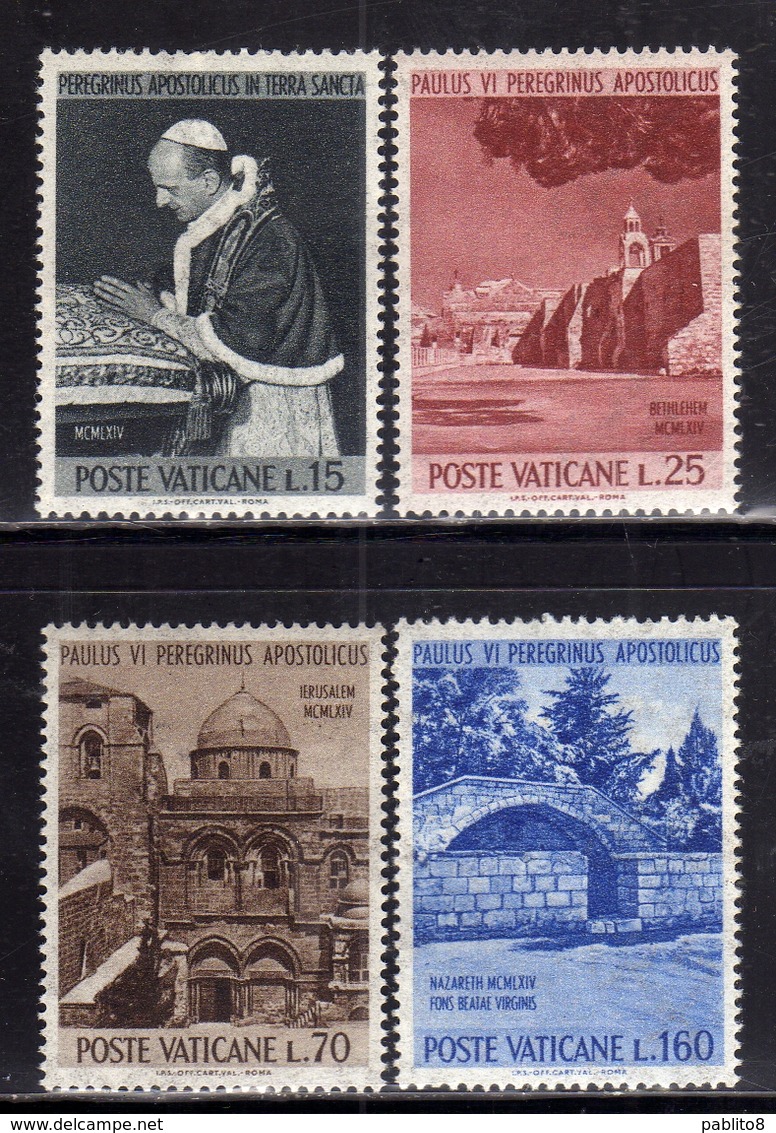 CITTÀ DEL VATICANO VATICAN VATIKAN 1964 PELLEGRINAGGIO PAOLO VI TERRA SANTA HOLY EARTH SERIE COMPLETA COMPLETE SET MNH - Unused Stamps