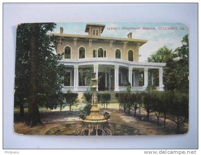 Columbus Ga-   Dinglewood Mansion   1907 Cancel - Sonstige & Ohne Zuordnung