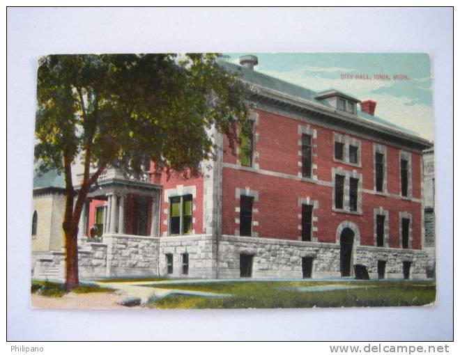 City Hall    Ionia Mi  1912 Cancel - Autres & Non Classés