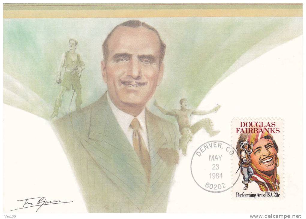 Movie Star Douglas  Fairbanks 1984 Maximum Card. - Cartoline Maximum