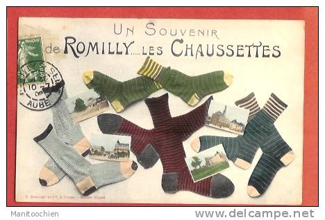 DEP 10 ROMILLY SUR SEINE CARTE HUMORISTIQUE SOUVENIR DE ROMILLY LES CHAUSSETTES - Romilly-sur-Seine