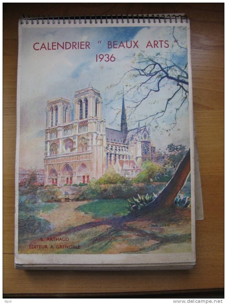 Calendrier "Beaux Arts " 1936 Orné De 63 Héliogravures Commentées Par Mme L/Lefrançois-Pillon/ Arthaud - Formato Grande : 1921-40