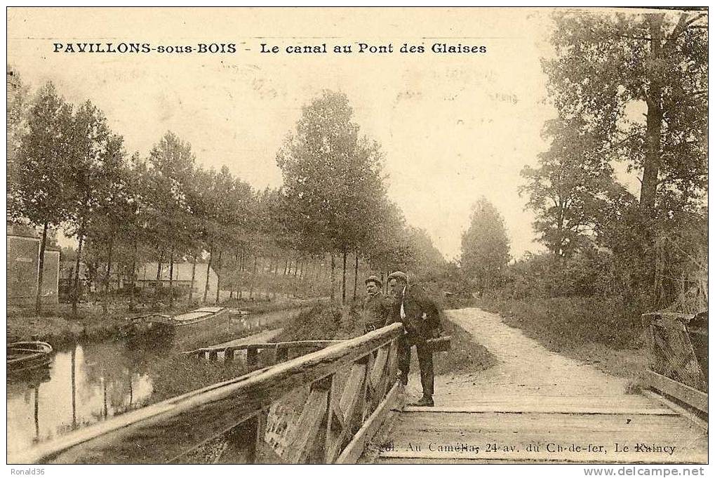 Cp 93 LES PAVILLONS SOUS BOIS Le Canal Au Pont Des Glaises ( Péniches , Habitations ) Flamme Postale  POUR PARIS METTRE - Les Pavillons Sous Bois