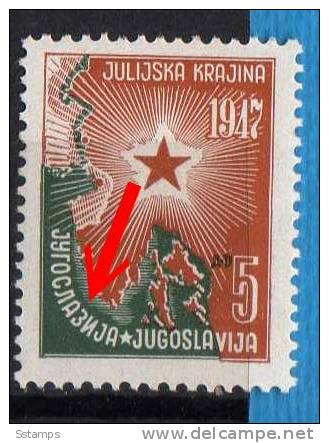 1947    JUGOSLAVIJA ISTRIA JUGOSLAWIEN  ERROR  PRINTING  TYPICAL -jugosla-Z-ija - INTERESSANTE NEVER HINGED - Geschnittene, Druckproben Und Abarten