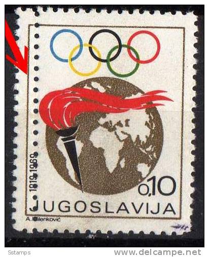 U-69  JUGOSLAVIA OLIMPIADI  ERROR  PERFORATION  INTERESSANTE NEVER HINGED - Inverno1984: Sarajevo