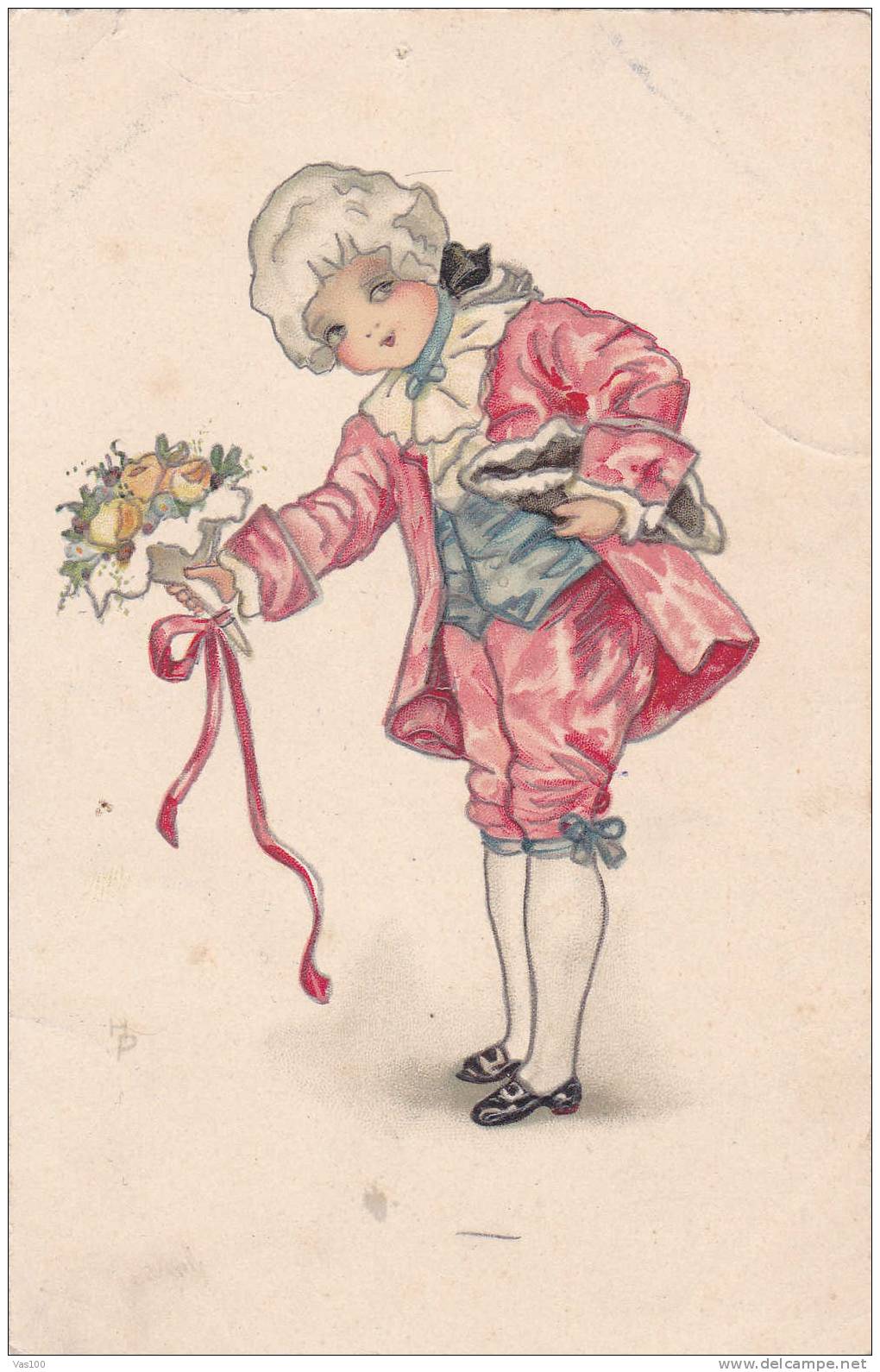 Nr. 2829 Cpa Illustrateur Collection M & B Holiday Boy And Flowers, Original Vintage - Ante 1900