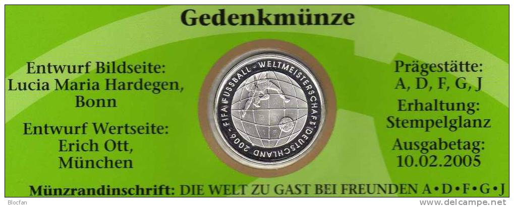 Fussball-WM 2006 Numisblatt 2005 Deutschland Mit 2439-40 Im 10-Block SST 40€ Flutlicht Globus Spielszene Goleon Soccer - 2006 – Allemagne