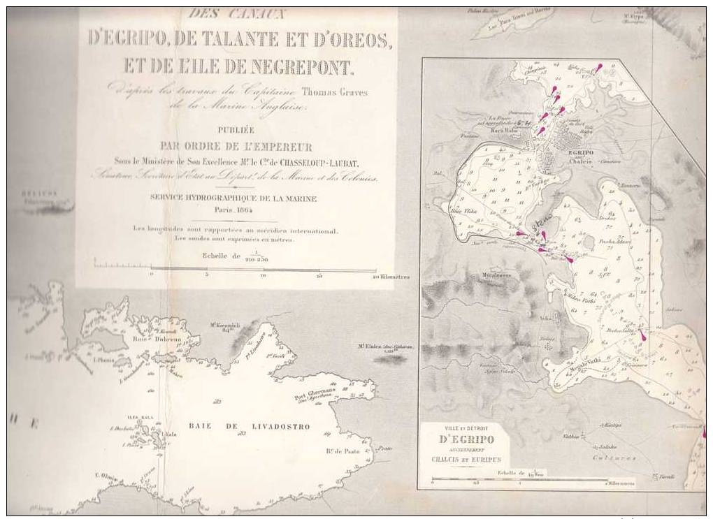 Carte Des Canaux D´Egripo,de Talante Et D´Oreos,et De L´Ile De Negrepont - Carte Marine - Zeekaarten