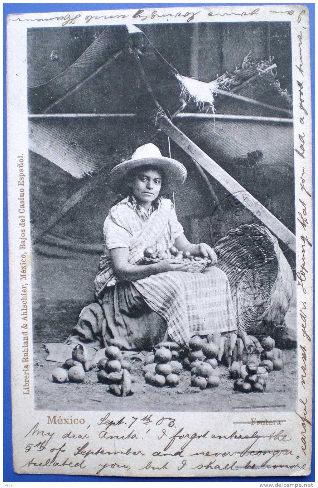 México,Frutera,1903,Mexiko,Obstverkäuferin,Mädchen,Straßenhandel, - Ohne Zuordnung