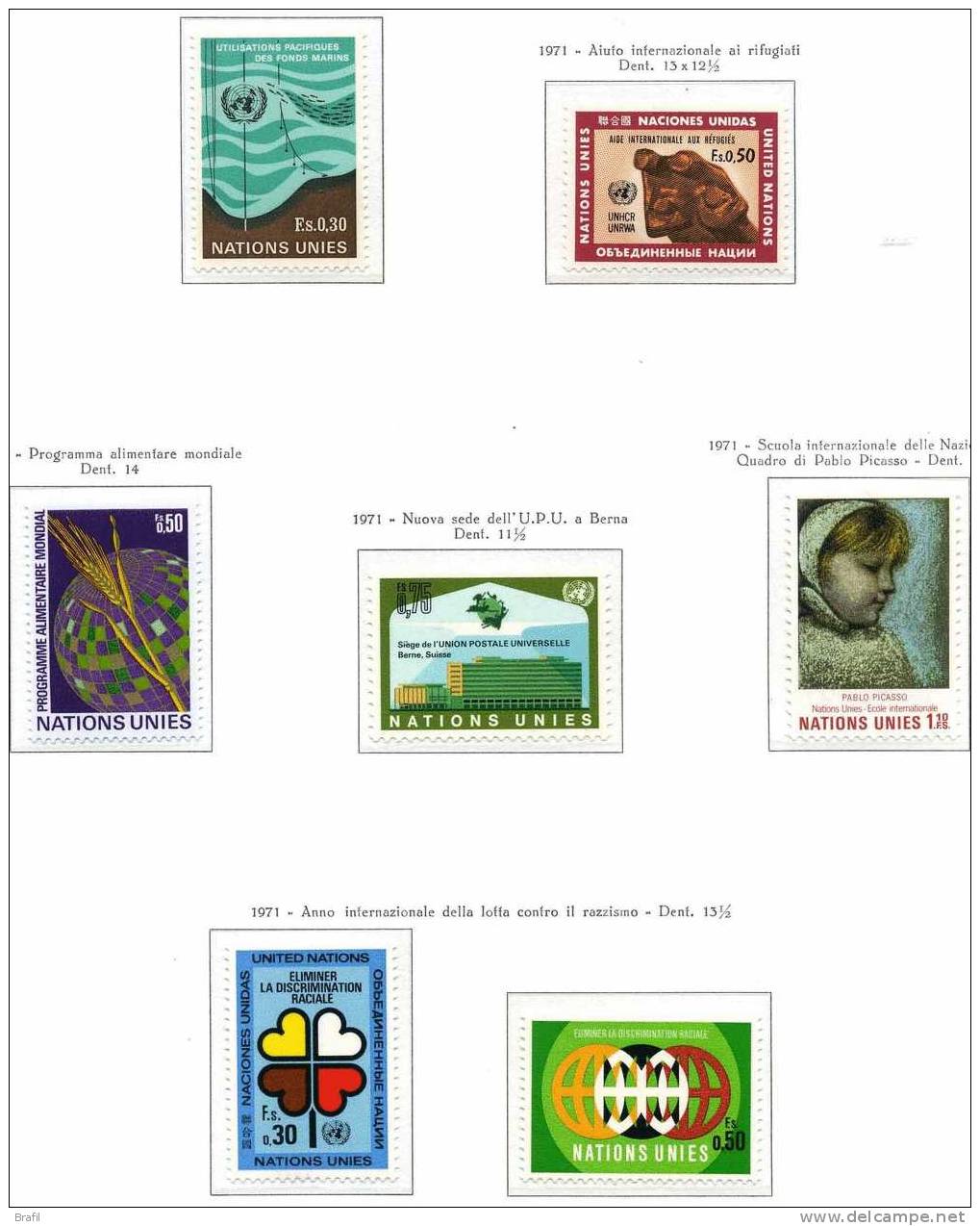 1971 Nazioni Unite Ginevra Tutte Serie Complete Nuove (**) - Unused Stamps