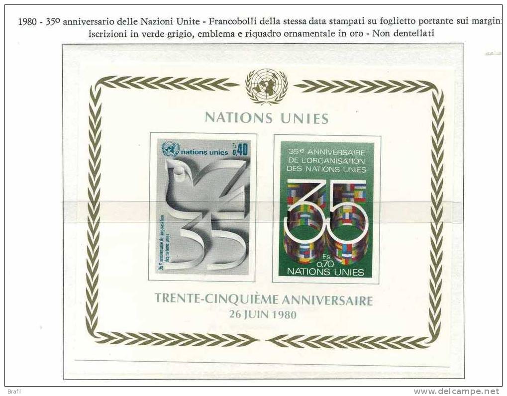 1980 Nazioni Unite Ginevra Tutte Serie Complete Nuove (**) - Blocs-feuillets