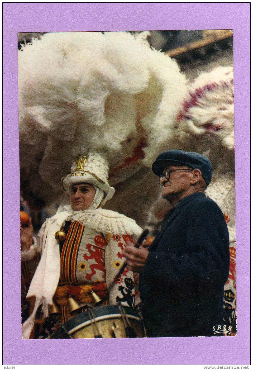 BINCHE   Carnaval De BINCHE (Belgique) -CPSM Grd Format  GILLE En Grande Tenue Et Accompagnateur Au Tambour - Binche