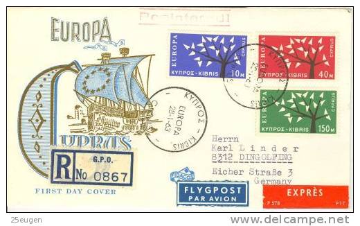 CYPRUS  1962 EUROPA CEPT FDC R-COVER - 1962