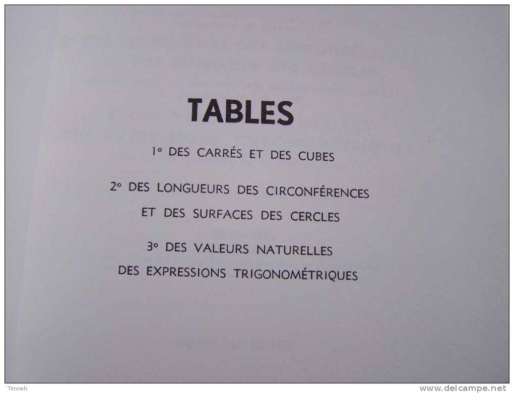 Tables-des Carrés Et Des Cubes-longueurs Surfaces Cercles Circonférences Valeurs-1968 éditions DUNOD - Didactische Kaarten