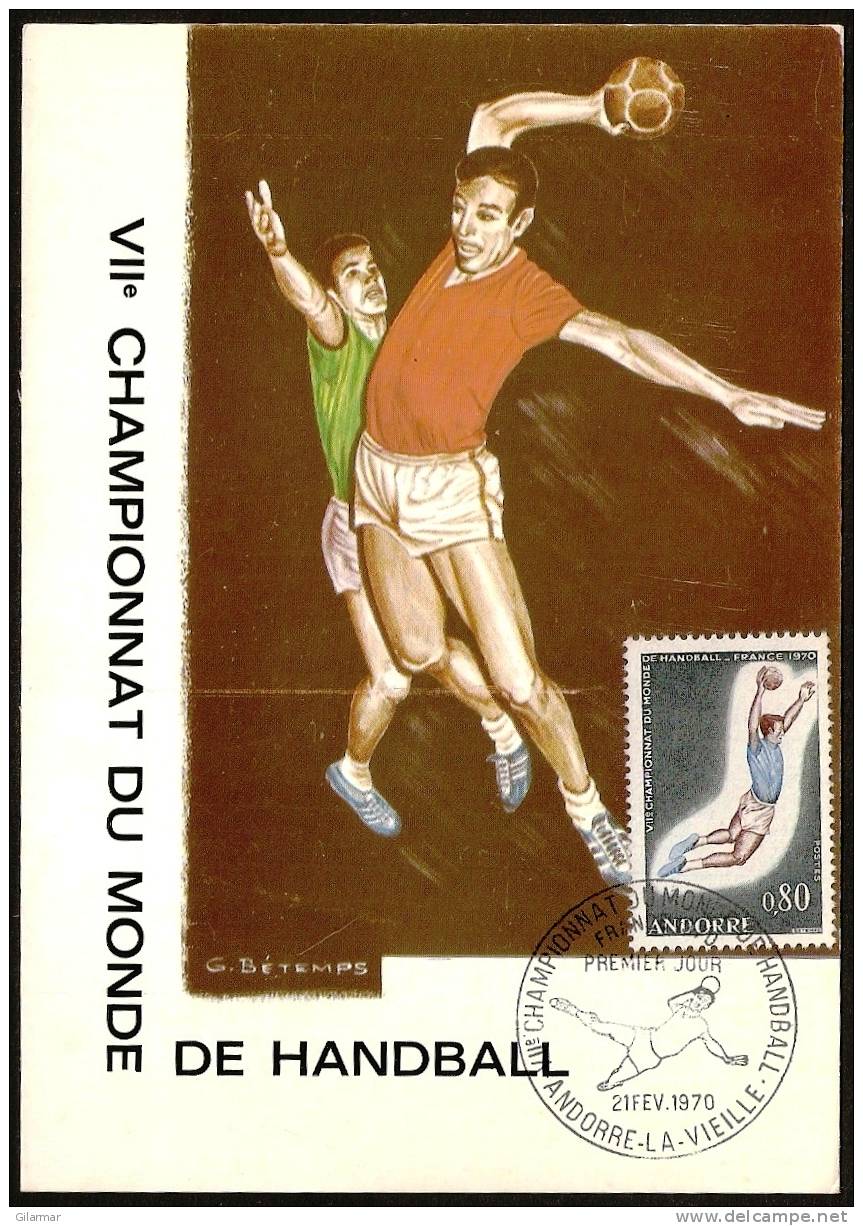 PALLAMANO ANDORRA 1970 - 7^ CHAMPIONNAT DU MONDE DE HANDBALL - MAXIMUM - Pallamano