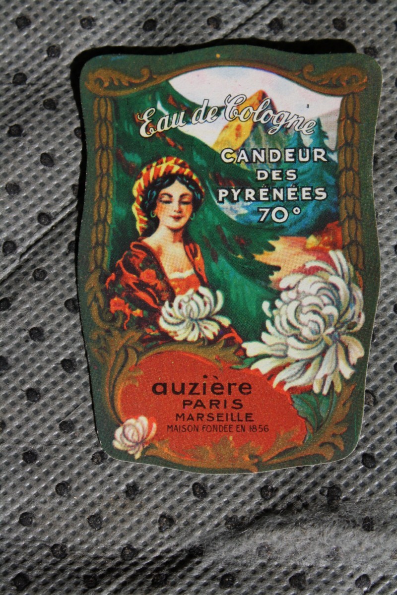 ETIQUETTE ( Parfum & Beauté ) EAU DE COLOGNE CANDEUR DES PYRENEES 70° AUZIERE PARIS -MARSEILLE MAISON Fondée  EN 1856 - Profumeria Antica (fino Al 1960)