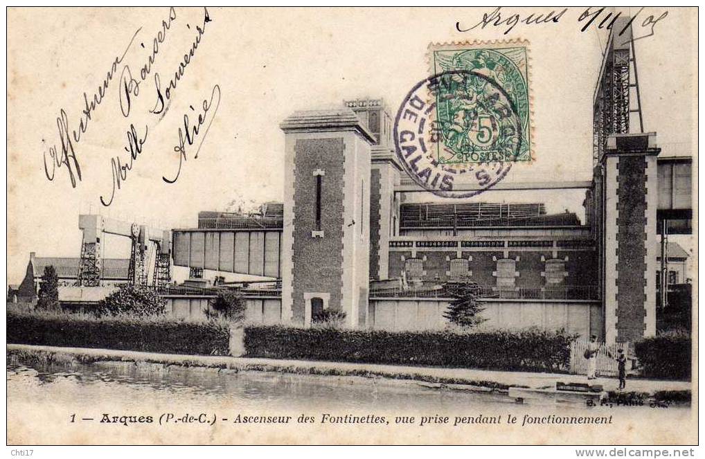 ARQUES  ASCENSEUR DES  FONTINETTES VUE  EN FONCTIONNEMENT  EDIT B F PARIS N 1 - Arques