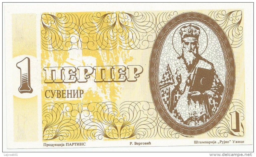 Montenegro 1 Perper 1991. UNC Fantasy Banknote - Autres - Europe