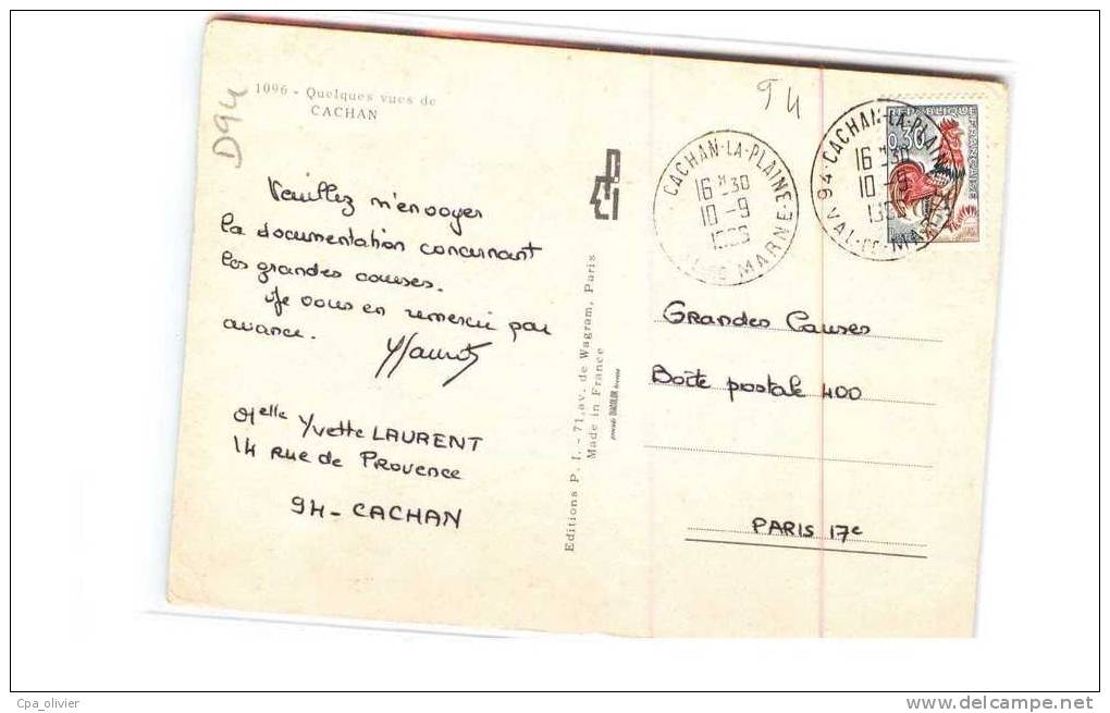 94 CACHAN Multivue, Cité HLM, Eglise, Pont, Ed PI 1096, CPSM 10x15, 1966 - Cachan