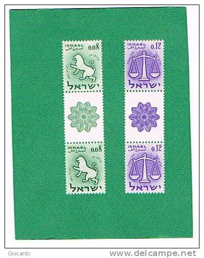 ISRAELE (ISRAEL) - UNIF. 190a E 192a   - 1961 SEGNI DELLO ZODIACO 0,08 E 0,12       - NUOVI (MINT) ** - Nuovi (con Tab)