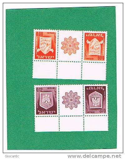 ISRAELE (ISRAEL) - UNIF. 275 E 277   - 1965 STEMMI DELLE CITTA' 0,08 E 0,12       - NUOVI (MINT) ** - Nuovi (con Tab)