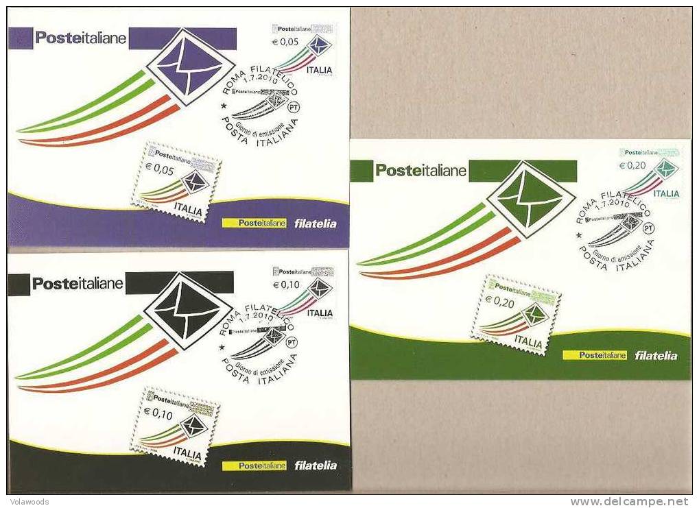 Italia - Cartoline Maximum Serie Ordinaria Posta Italiana - Emissione Del 01.07.2010 - Maximumkaarten