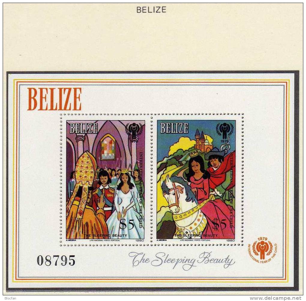 Grimms Märchen Belize Block 23 ** 12€ Jahr Des Kindes 1979 Hochzeit Dornröschen Zu Pferde Hoja Ss Sheet Bf Painting - Belize (1973-...)
