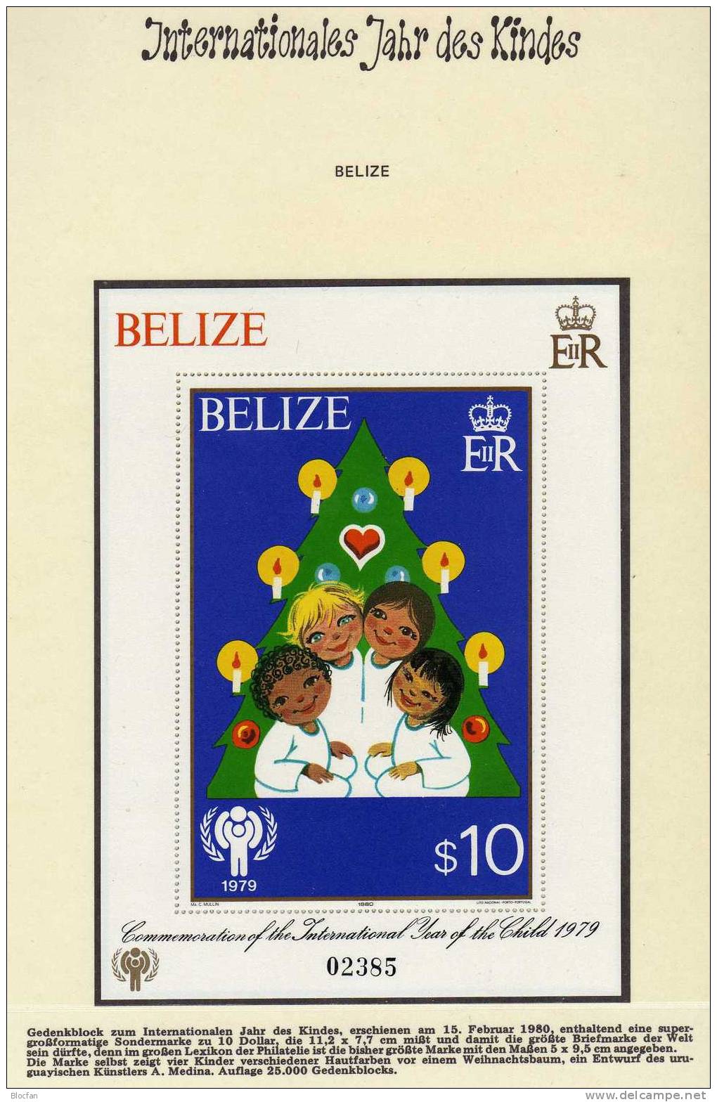 Weihnachtsbaum Belize Block 17 ** 12€ Kunst Jahr Des Kindes 1979 In Der Familie Ss Bloc Sheet Bf Christmas Painting - Belize (1973-...)
