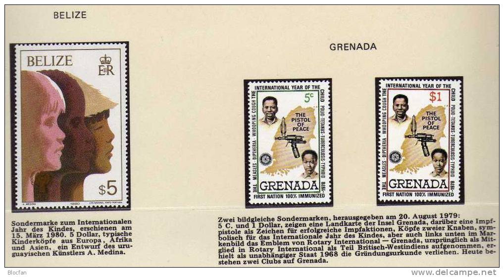 Jahr Des Kindes Montserrat 405,Grenada 972/3,Liban 1299,Belize 483,CSSR 2502 ** 19€ WHO - Impfaktion - Montserrat