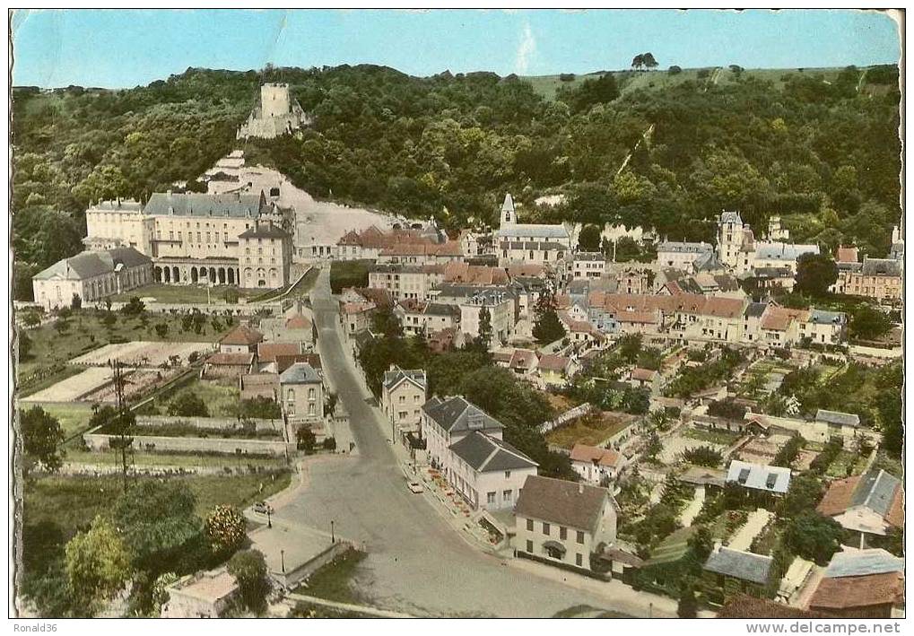 Cp 95 LA ROCHE GUYON  Vue  Aérienne ( Habitations ) Cachet  Timbre Franchise Militaire 3è Reg D'artillerie De Marine - La Roche Guyon